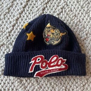Polo Ralph Lauren Tiger Patch Embroidered Navy Tailors Beanie/Hat